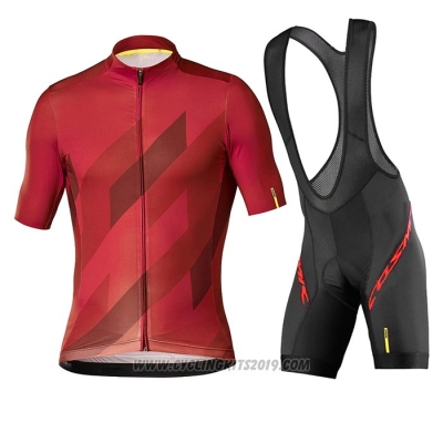 2020 Cycling Jersey Mavic Black Red Short Sleeve and Bib Short