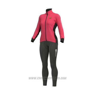2021 Cycling Jersey Women ALE Deep Pink Long Sleeve and Bib Tight(2)