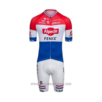 2022 Cycling Jersey Alpecin Fenix Red White Blue Short Sleeve and Bib Short