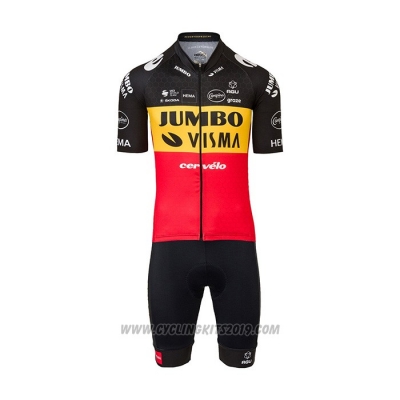 2022 Cycling Jersey Jumbo Visma Black Yellow Red Short Sleeve and Bib Short