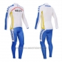 2014 Cycling Jersey Fox Cyclingbox White and Blue Long Sleeve and Bib Tight