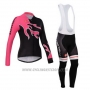 2014 Cycling Jersey Women Castelli Red and Black Long Sleeve and Bib Tight