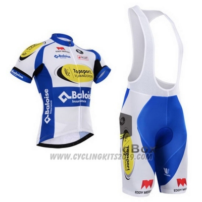 2015 Cycling Jersey Topsport White and Sky Blue Short Sleeve and Bib Short