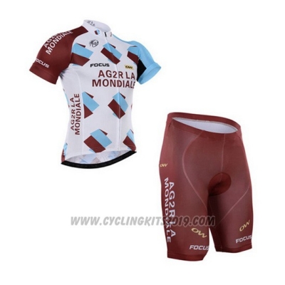 2016 Cycling Jersey Ag2rla Marron Short Sleeve and Bib Short