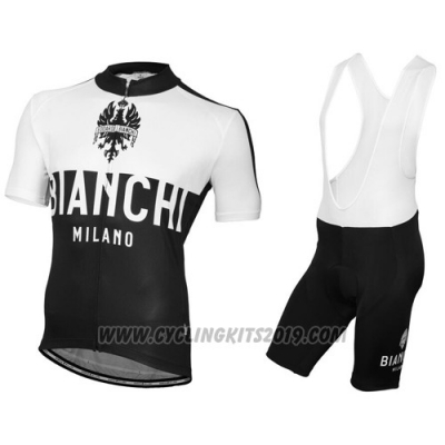 2016 Cycling Jersey Bianchi Black and White Short Sleeve and Bib Short [hua1554]