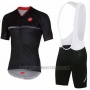 2016 Cycling Jersey Castelli Gray Black Short Sleeve and Bib Short
