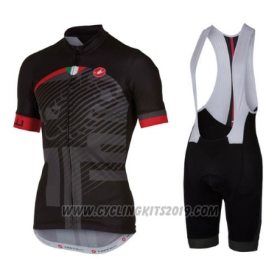 2016 Cycling Jersey Castelli Red Black Short Sleeve and Bib Short
