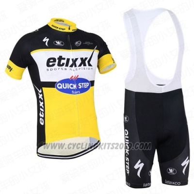 2016 Cycling Jersey Etixx Quick Step Black and Yellow Short Sleeve and Bib Short