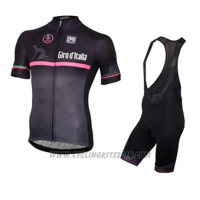 2016 Cycling Jersey Giro D'italy Black and Red Short Sleeve and Bib Short