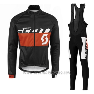 2016 Cycling Jersey Scott Orange and Black Long Sleeve and Salopette