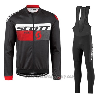 2016 Cycling Jersey Scott Red and Black Long Sleeve and Salopette