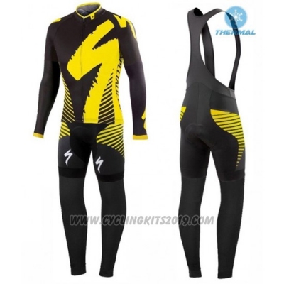 2016 Cycling Jersey Specialized Black and Yellow Long Sleeve and Bib Tight