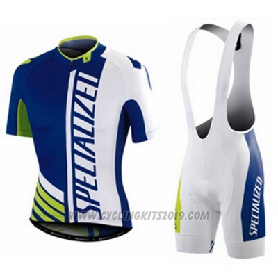 2016 Cycling Jersey Specialized Blue and White Short Sleeve and Bib Short