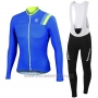 2016 Cycling Jersey Sportful Blue and Green Long Sleeve and Bib Tight