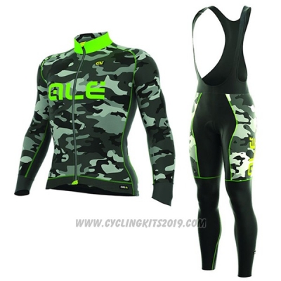 2017 Cycling Jersey ALE Camo Green and Black Long Sleeve and Bib Tight