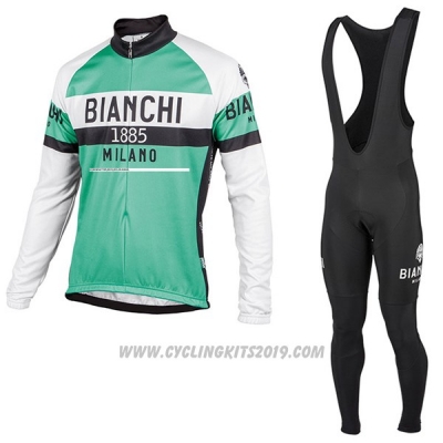 2017 Cycling Jersey Bianchi Milano Ml Green Long Sleeve and Bib Tight