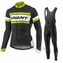 2017 Cycling Jersey Giant Green and Black Long Sleeve and Bib Tight