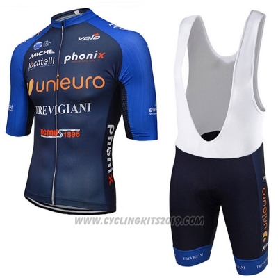 2017 Cycling Jersey Unieuro Trevigiani Blue Short Sleeve and Bib Short