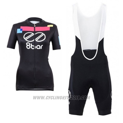 2017 Cycling Jersey Women Equipo 8bar Black Short Sleeve and Bib Short