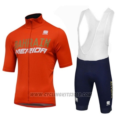 2018 Cycling Jersey Bahrain Merida SS Orange Short Sleeve and Bib Short