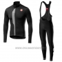 2019 Cycling Jersey Castelli TRAS Black Silver Long Sleeve and Bib Tight