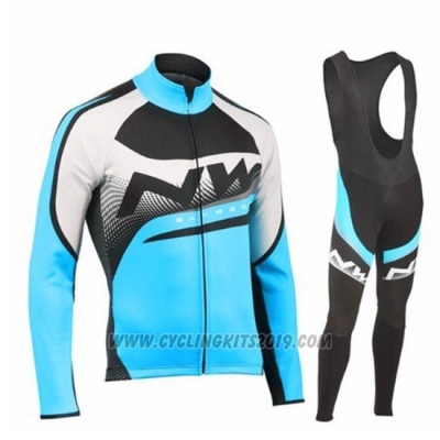 2019 Cycling Jersey Northwave Blue Black White Long Sleeve and Bib Tight