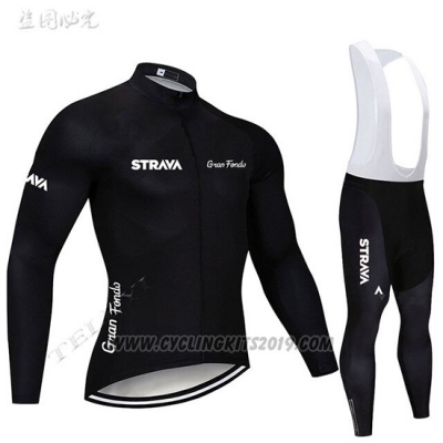 2019 Cycling Jersey STRAVA Black Long Sleeve and Bib Tight