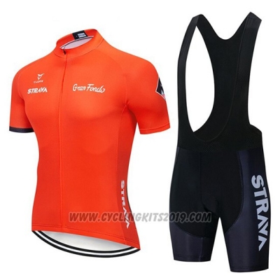 2019 Cycling Jersey Strava Orange Short Sleeve and Bib Short