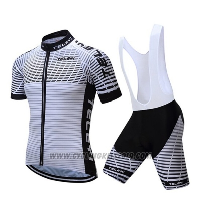 2019 Cycling Jersey Teleyi Bike White Black Short Sleeve and Bib Short