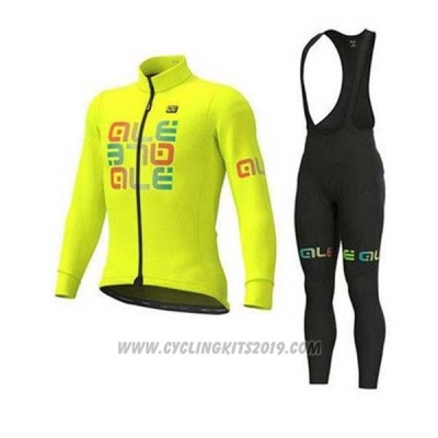 2020 Cycling Jersey ALE Yellow Green Long Sleeve and Bib Tight
