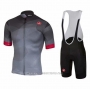 2020 Cycling Jersey Castelli Red Gray Short Sleeve and Bib Short