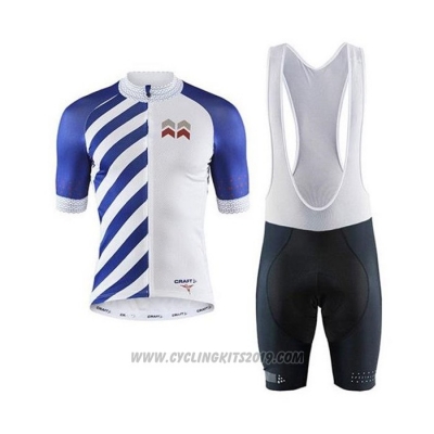 2020 Cycling Jersey Craft Blue White Short Sleeve and Bib Short