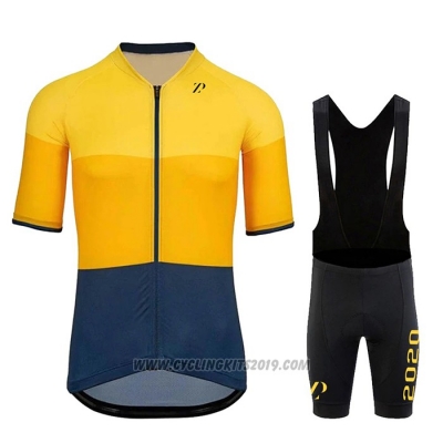 2020 Cycling Jersey Rapha Yellow Blue Short Sleeve and Bib Short