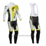 2013 Cycling Jersey Scott White and Yellow Long Sleeve and Salopette
