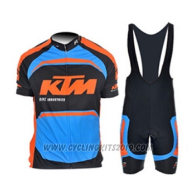 2015 Cycling Jersey Ktm Blue and Orange Short Sleeve and Salopette