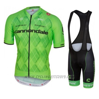 2016 Cycling Jersey Cannondale Black and Green Short Sleeve and Bib Short