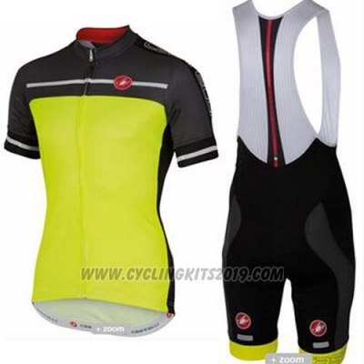 2016 Cycling Jersey Castelli Yellow and Gray Short Sleeve and Bib Short