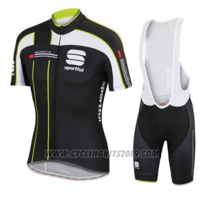 2016 Cycling Jersey Sportful Black and Green Short Sleeve Bib Short