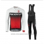 2017 Cycling Jersey Scott White and Red Long Sleeve and Salopette