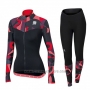 2017 Cycling Jersey Sportful Primavera Black and Red Long Sleeve and Bib Tight