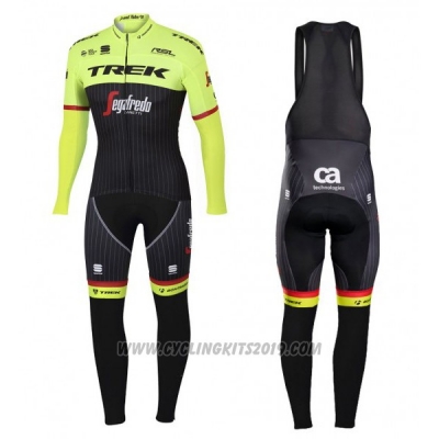 2017 Cycling Jersey Trek Segafredo Black and Yellow Long Sleeve and Bib Tight