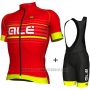 2018 Cycling Jersey ALE Red and Yellow Short Sleeve and Bib Short