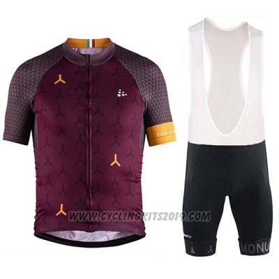 2018 Cycling Jersey Craft Monument Dark Red Short Sleeve and Bib Short