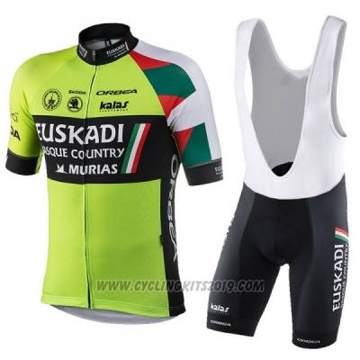 2018 Cycling Jersey Euskadi Murias Green Black Short Sleeve and Bib Short