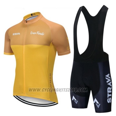 2019 Cycling Jersey Strava Yellow Short Sleeve and Bib Short