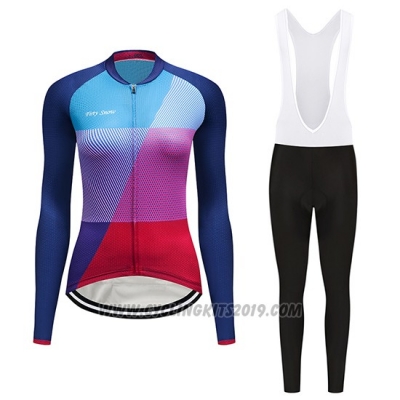 2019 Cycling Jersey Women Dirty Snow Blue Red Purple Long Sleeve and Bib Tight