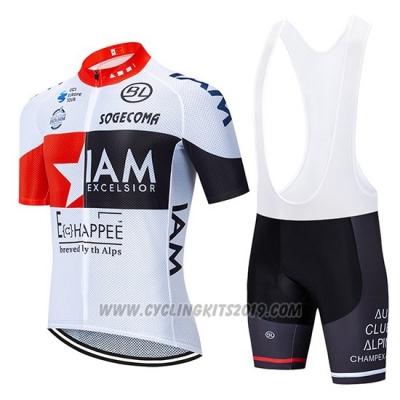 2020 Cycling Jersey IAM White Red Black Short Sleeve and Bib Short
