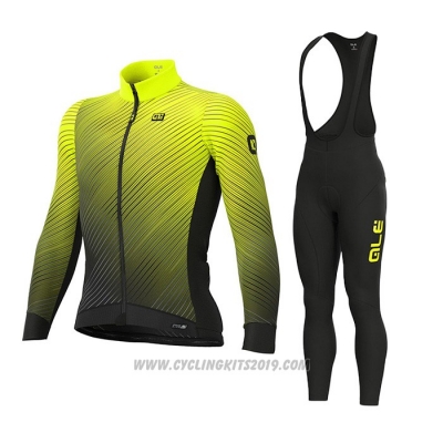 2021 Cycling Jersey ALE Yellow Long Sleeve and Bib Tight