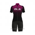 2021 Cycling Jersey Women ALE Fuchsia Black Short Sleeve and Bib Short