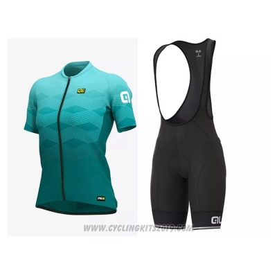 2021 Cycling Jersey Women ALE Light Green Short Sleeve and Bib Short